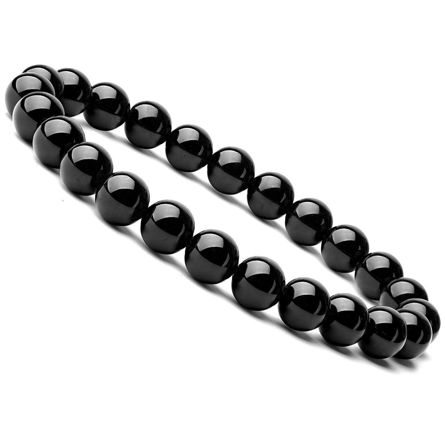 Black Onyx Bead Bracelet | Natural 8mm Black Agate Stones | Women’s Elastic Healing Energy Bracelet | Stress & Fatigue Relief | Handmade Geometric Style Jewelry - Apparel & Accessories > Jewelry > Bracelets