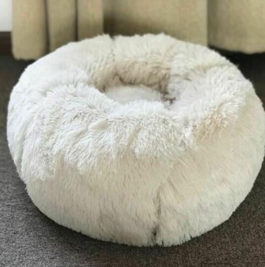 Calming Donut Dog Bed for Small & Large Pets | Round Plush Anti-Anxiety Pet Nest | Soft Vegan Fur Cat & Puppy Bed | Warm Self-Heating Cushion | 40–120cm - Animals & Pet Supplies > Pet Supplies > Pet Beds > Donuts