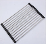 | Folding Kitchen Drain Rack | Stainless Steel | Easy to Clean | Space Saving | Large | Keeps Counter Dry and Organized -