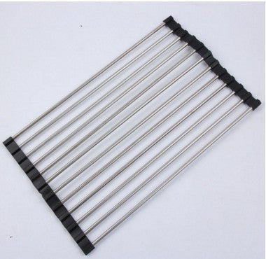 | Folding Kitchen Drain Rack | Stainless Steel | Easy to Clean | Space Saving | Large | Keeps Counter Dry and Organized -