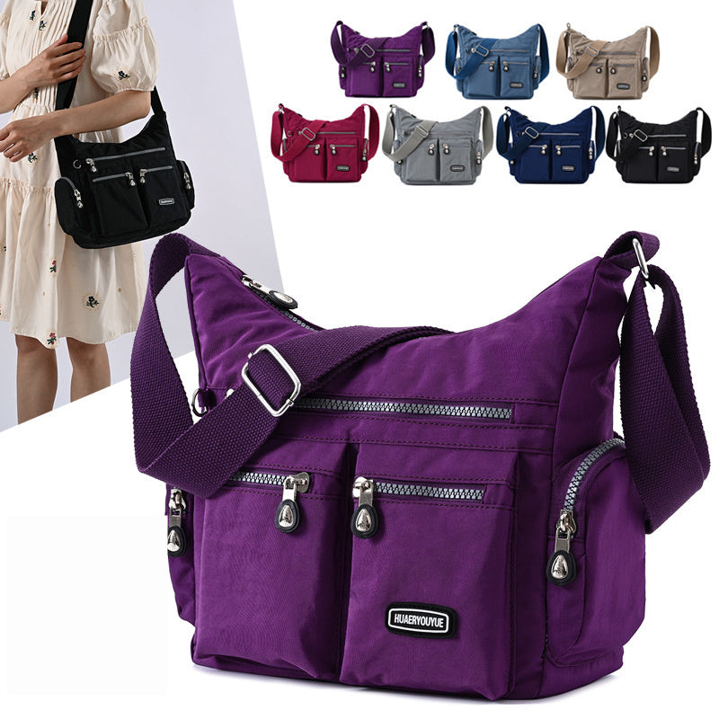 Women’s Waterproof Crossbody Bag | Multi-Pocket Nylon Shoulder Bag | Lightweight Messenger Purse | European & American Retro Style | Soft Medium Travel Bag with Zipper Compartments - Apparel & Accessories > Handbags, Wallets & Cases > Handbags > Cross Body Bags
