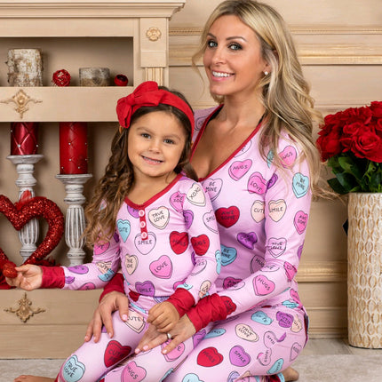 Valentines Day Love Print Casual Home Pajamas Parent Child Set