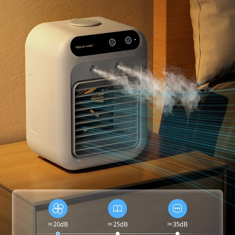 Portable Air Conditioner Fan | USB Mini Air Cooler with Water & Ice Cooling | 2-Speed Touchscreen Personal AC for Room, Office, Car | Atomizing Cool Mist - Home & Garden > Household Appliances > Climate Control Appliances > Evaporative Coolers > Portable Evaporative Coolers