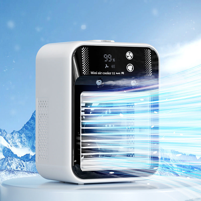 Portable Air Conditioner Fan | USB Mini Air Cooler with Water & Ice Cooling | 2-Speed Touchscreen Personal AC for Room, Office, Car | Atomizing Cool Mist - Home & Garden > Household Appliances > Climate Control Appliances > Evaporative Coolers > Portable Evaporative Coolers