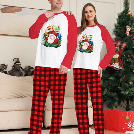 Christmas Parent-Child Clothes Set Long Sleeve T-Shirt Plaid Pants Family Matching Pajamas