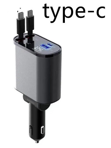 VoltPro | Car Charger | 100W USB C Fast Charge | Retractable Design Auto Storage | Ultra Fast In Car Charging -