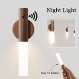 LumiWood | Magnetic Wood Night Light | USB Powered | PIR Motion Sensor | Natural Wood | Energy Saving Corridor Light -