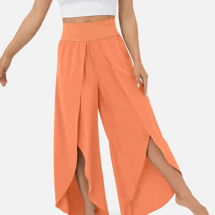 Loose Split Yoga Pants Summer Elastic High Waist Wide Leg Trousers Women's Fashion Versatile Clothing