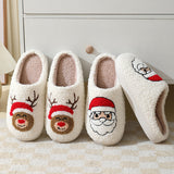 Christmas Home Slippers for Women & Men | Cute Cartoon Santa Claus Winter Warm Furry Shoes | Suede Upper | Soft TPR Sole | Cozy Holiday Indoor Slippers | Couples Plush House Shoes - Apparel & Accessories > Shoes > Slippers