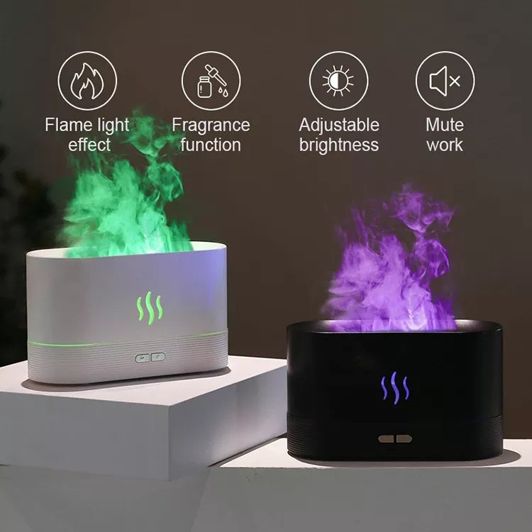 ZenFlame | Ultrasonic Humidifier | Usb Powered | Essential Oil Diffuser | Rgb Flame | Aromatherapy Night Light -