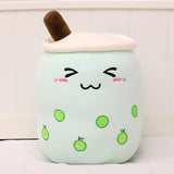 KawaiiTea | Plush Toy | Soft Fabric | Embroidered Face | Strawberry Pink Bubble Tea | Cuddle Tea Pillow -