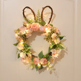 EasterCharm | Easter Wreath | Silk Flowers | Rabbit Accent | 35x45 cm | Festive Home Decor -