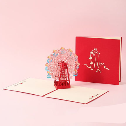 3D Laser Cut Handmade Sakura Kissing Lover Paper Invitation Greeting Card