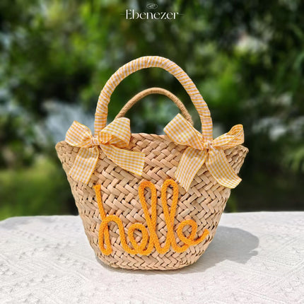 Customized Letter Woven Candy Colored Handbag