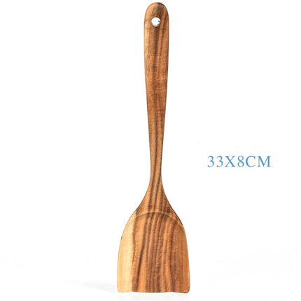 Teak Natural Wood Tableware Spoon Ladle Turner Rice Colander Soup Skimmer Cooking Tool Sets Spoon Scoop Kitchen Tools Gadgets