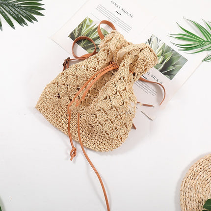 Backpack Straw Casual Beach Straw Bag