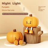 LumiGlow | Pumpkin Night Light | Dimmable Silicone Lamp | BPA Free Safe For Kids | Orange | Warm LED Bedside Decor -
