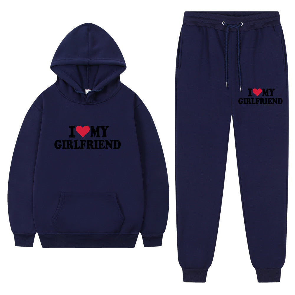 I Love My Girlfriend | Casual Suit | Graphic Print | Comfortable Everyday Wear | Size L | Relaxed Casual Look -