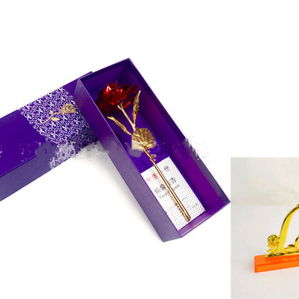 24K Luminous Color Gold Rose Flower Set