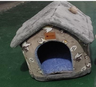 Foldable Dog & Cat House Bed | Warm Winter Enclosed Cave Kennel | Self-Warming Plush Pet Nest with Durable Non-Slip Bottom | Removable Cozy Villa | S–L - Animals & Pet Supplies > Pet Supplies > Pet Beds > Caves