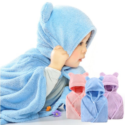 Cotton baby care hooded bath towel