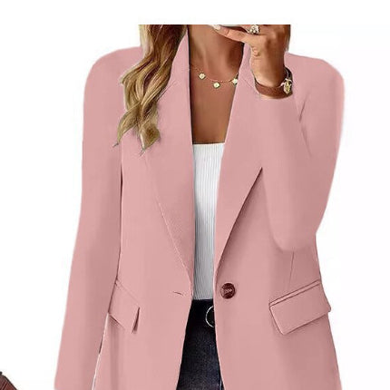 Polyester Autumn Long Sleeve Solid Color Cardigan Small Suit Jacket For Women