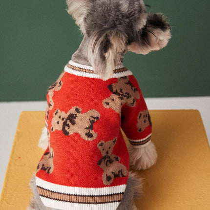 Dog Cat Sweater Preppy Style V-neck Striped Vest Pet Puppy Winter Warm Clothes Apparel For Dogs Cats