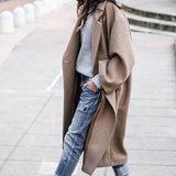 Casual Chic Long Wool Coat | Single Breasted Lapel | Warmth For Winter | Solid Color Size S | Effortless Everyday Style -