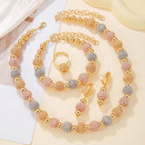 GleamCraft | Beaded Jewelry Set | Gold Plated Copper | Vacuum Finish | Two Color | Everyday Wear Gift -