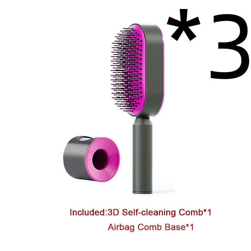 Self-Cleaning Hair Brush for Women | One-Click Cleaning Detangling Comb | 3D Air Cushion Scalp Massage Brush | Anti-Static, No-Pull Hairbrush | Pain-Free Detangling for All Hair Types | Optional Wall-Mounted Storage - Health & Beauty > Personal Care > Hair Care > Hair Styling Tools > Combs & Brushes > Paddle Hairbrushes