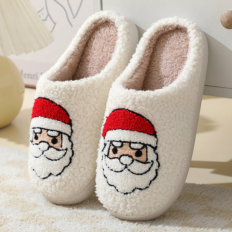 Christmas Home Slippers for Women & Men | Cute Cartoon Santa Claus Winter Warm Furry Shoes | Suede Upper | Soft TPR Sole | Cozy Holiday Indoor Slippers | Couples Plush House Shoes - Apparel & Accessories > Shoes > Slippers