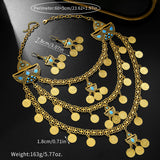 1Set | Gold Jewelry Set | 18K Gold Plating | Tassel Necklace and Earrings | 18K Gold | Ideal for Weddings -