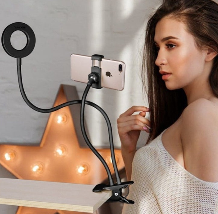 LumiFlex | LED Selfie Ring Light | Hands Free Clamp | 3 Color Temps 10 Levels | Ideal for Makeup and Selfies -