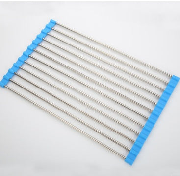 | Folding Kitchen Drain Rack | Stainless Steel | Easy to Clean | Space Saving | Large | Keeps Counter Dry and Organized -