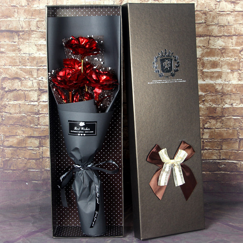 GoldLeaf | Gold Foil Rose | Gift Box | Keepsake | Three Gold Roses | Birthday Gift -