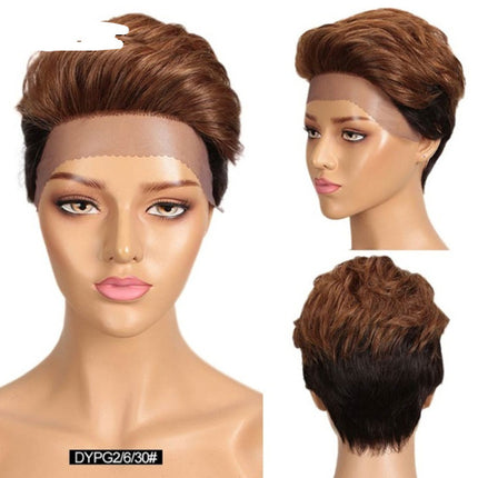 Front Lace Wig All Real Hair Short Headgear