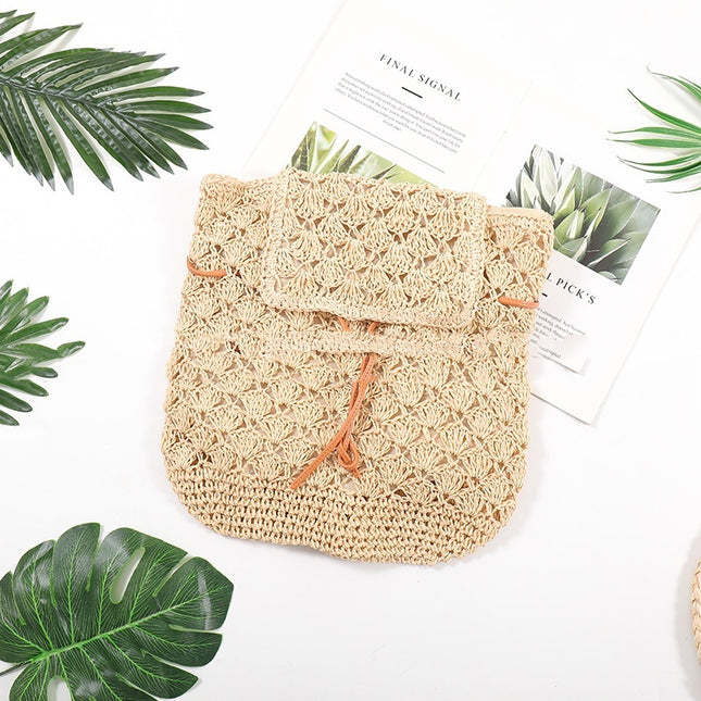 Backpack Straw Casual Beach Straw Bag