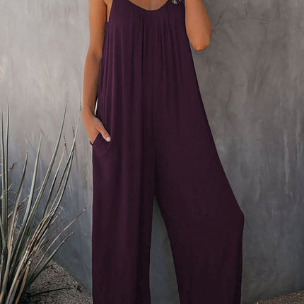 Women's Loose Sleeveless Jumpsuits Romper Jumpsuit With Pockets Long Pant Summer