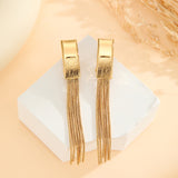 LuxeChain | Chain Earrings | Thin Metal Chains | Gold Bead Tassels | Gold | Elevates Everyday Style -