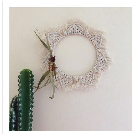 Sunflower. INS Scandinavian Girl Heart Mirror Handmade Tapestry Cosmetic Mirror Ring Home Decoration