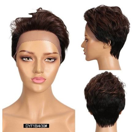 Front Lace Wig All Real Hair Short Headgear
