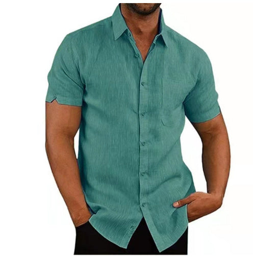 Men’s Short Sleeve Summer Solid Shirt | Casual Loose Fit Drop Shoulder Tee | High/Pile Collar Lightweight Top | Stylish Daily Wear Shirt for Men | Noir Bleu Gris White - Apparel & Accessories > Clothing > Clothing Tops > Shirts