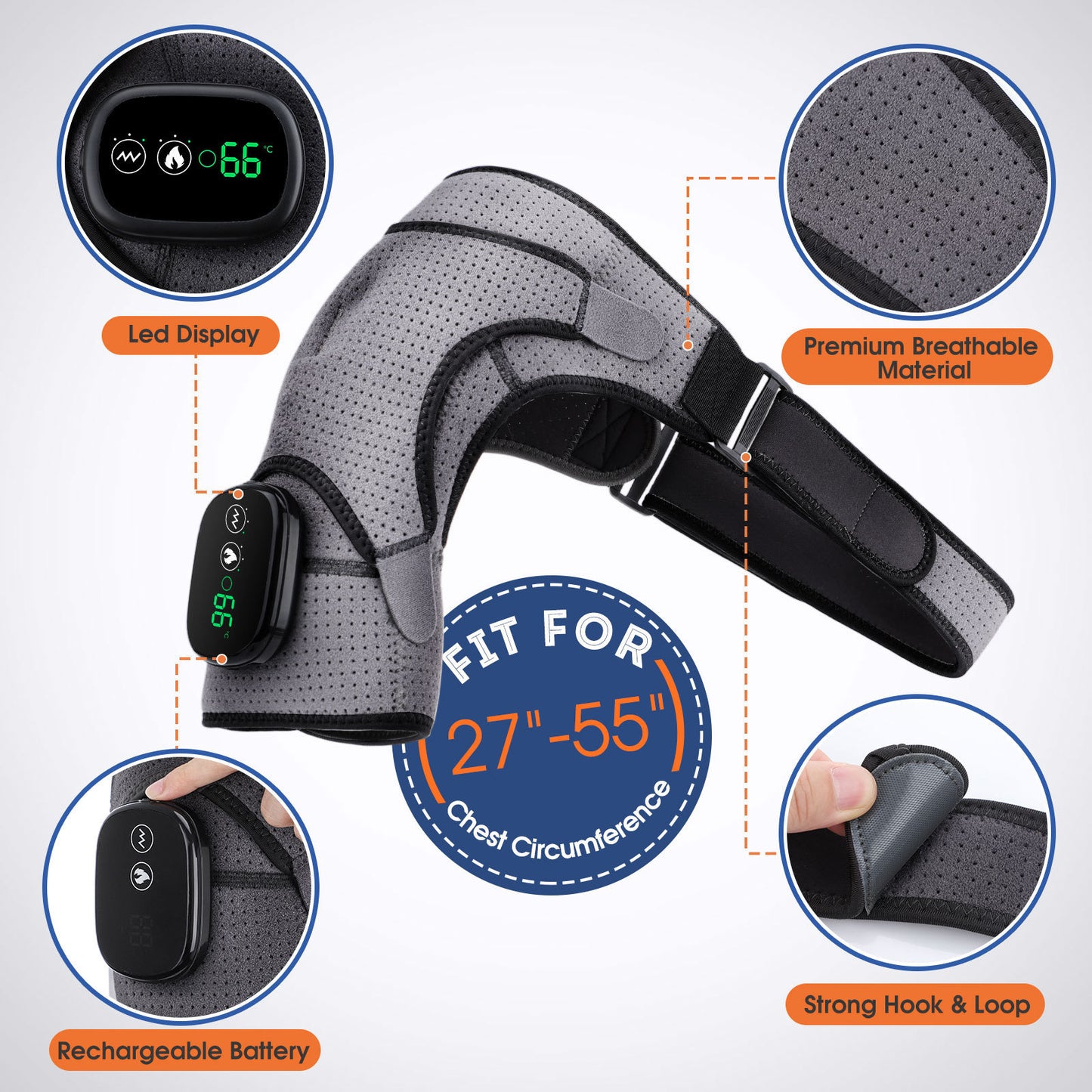 TheraHeat|Heated Shoulder Massage Belt|Usb Rechargeable|Shoulder and Back Muscle Relief||Portable On The Go Heating -