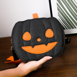 Halloween Pumpkin Crossbody Bag for Women | Cute Cartoon Shoulder Bag with Bat Design | PU Leather | Creative Festive Messenger Bag | Halloween Party Accessory - Apparel & Accessories > Handbags, Wallets & Cases > Handbags > Shoulder Bags