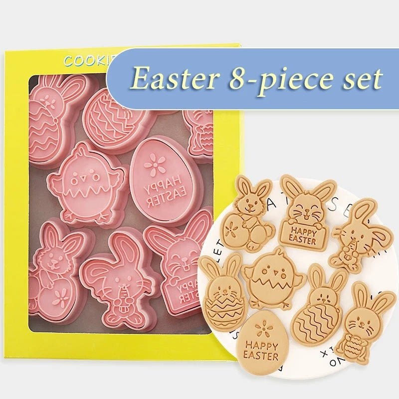 SunnyBakes | Easter Cookie Mold Set | Cartoon Bunny Shapes | Plastic Press Molds | Type A Type B | Easy Easter Cookies -