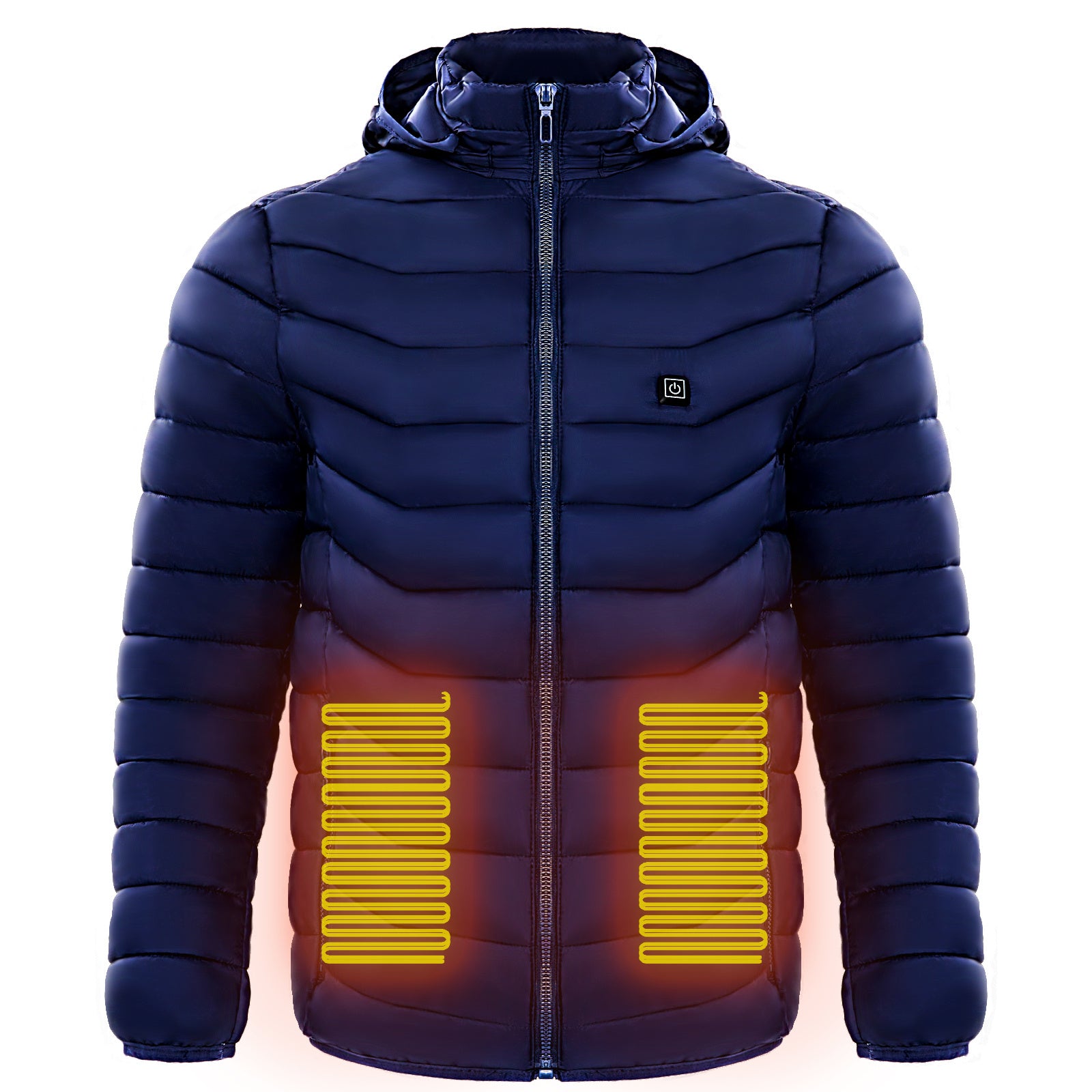 Men Heated Puffer Jacket | Electric Heating Coat with 9 Heat Zones | Insulated Hooded Windbreaker | USB Powered Heated Ski Jacket | Unisex Winter Warm Electric Coat (Black/Blue/Red in Zone 9) - Apparel & Accessories > Clothing > Outerwear > Coats & Jackets > Puffer Jackets
