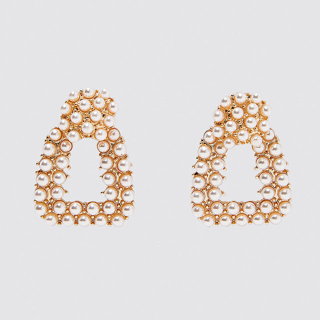 LuxePearl | Earrings | Pearl Inlay Hoops | Elegant Bridal Jewelry | Multi Color Variants | Great Gift for Her -