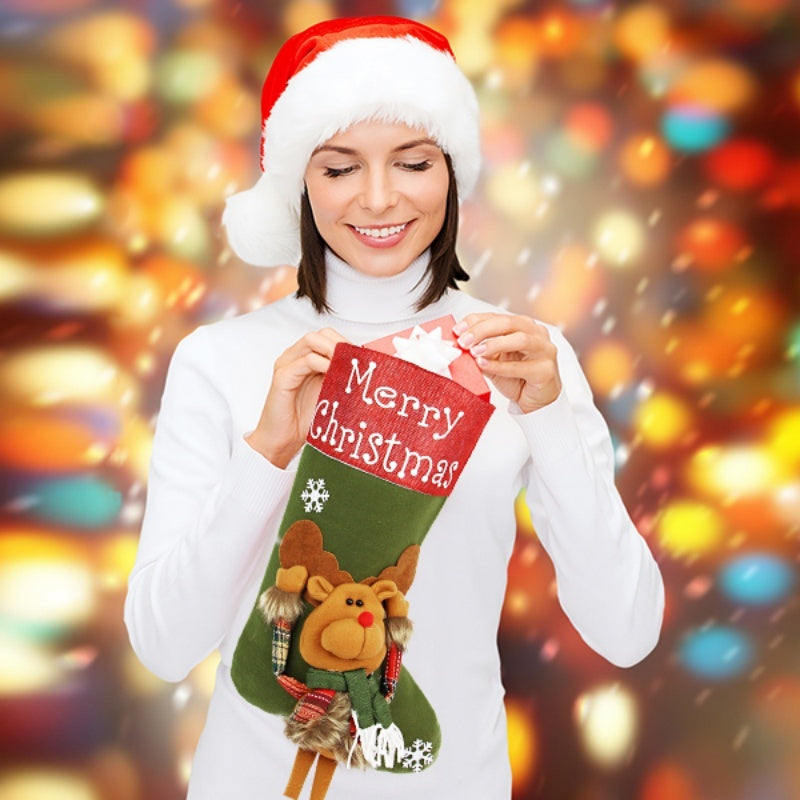 Holiday Stockings | Stocking Set | 3D Plush | Oversized 18 by 10 | 18 by 10 inches | Tree Pendants and Gift Stuffing -