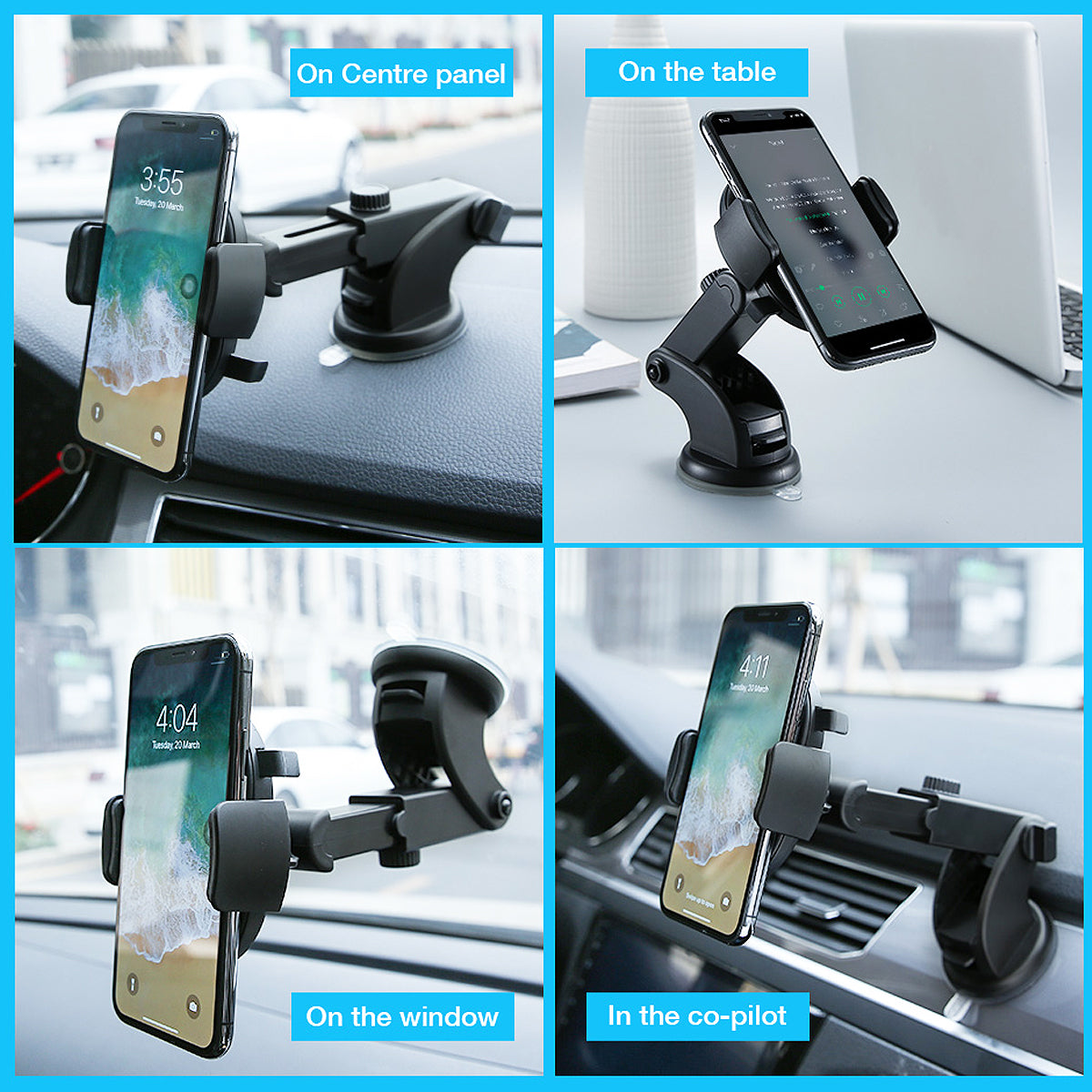 FlexMount | Car Phone Holder | 360 Degree Rotation | Telescopic Arm | Secure, Quick-Access Dashboard Mount -