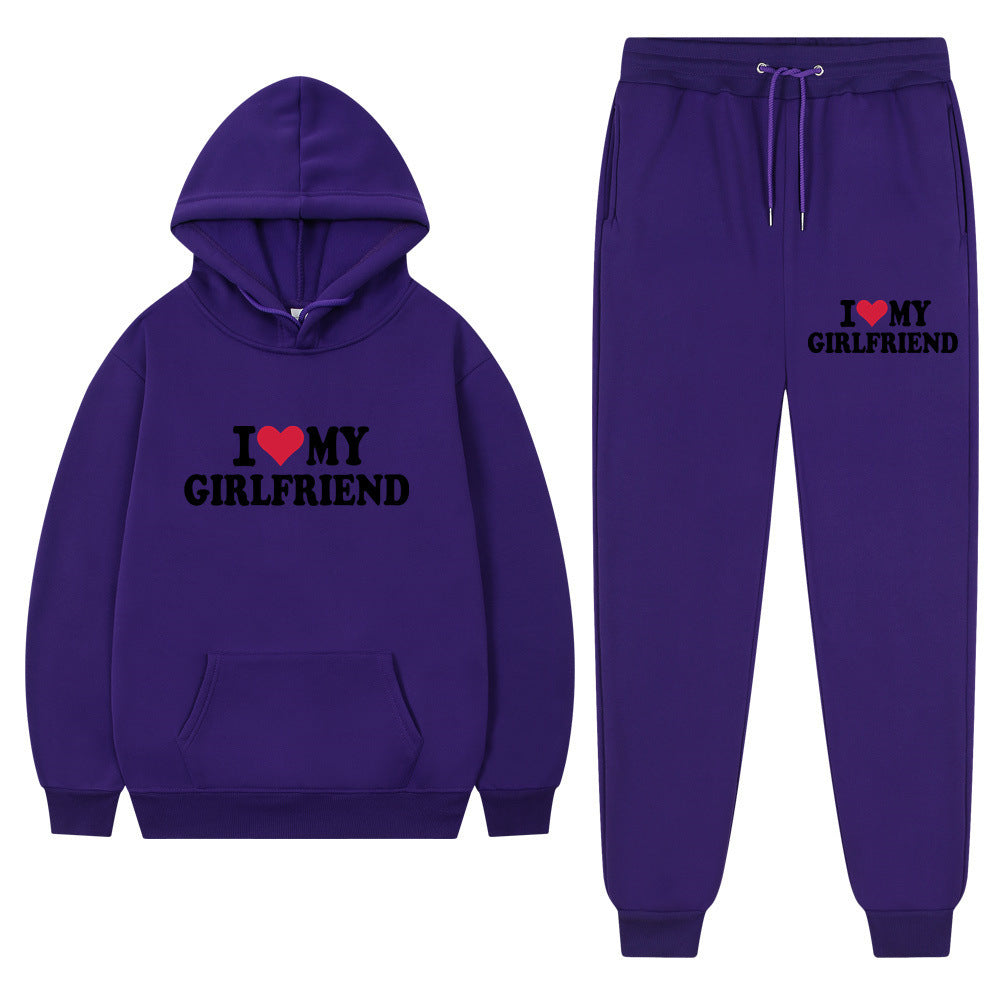 I Love My Girlfriend | Casual Suit | Graphic Print | Comfortable Everyday Wear | Size L | Relaxed Casual Look -